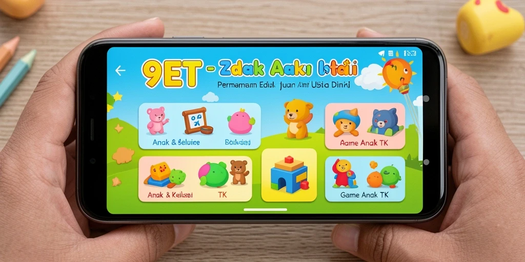 Antarmuka menarik dan interaktif dari aplikasi Game Anak TK 9ET.