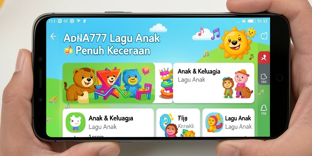 Antarmuka aplikasi DNA777 yang ramah anak dengan berbagai lagu.