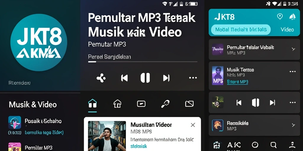 Tampilan antarmuka JKT8 dengan fungsi Pemutar MP3 yang menarik.