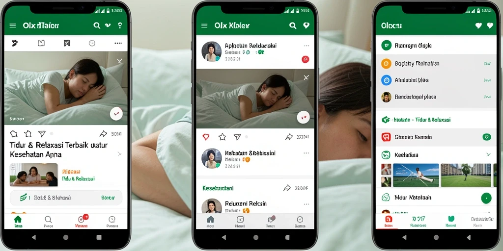 Antarmuka pengguna OLX17 dengan berbagai fitur Tidur & Relaksasi.