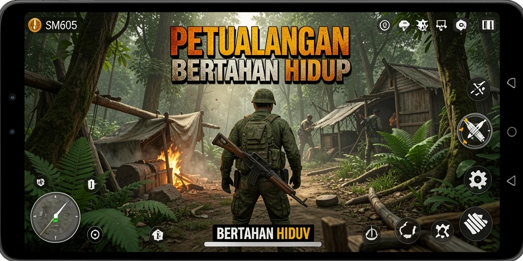 Antarmuka menarik dan intuitif dari game Bertahan Hidup SM605.