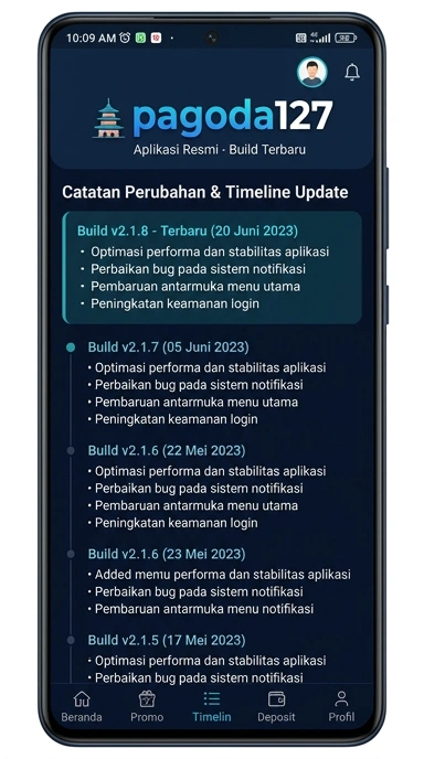 Riwayat Versi Pagoda127 untuk Android